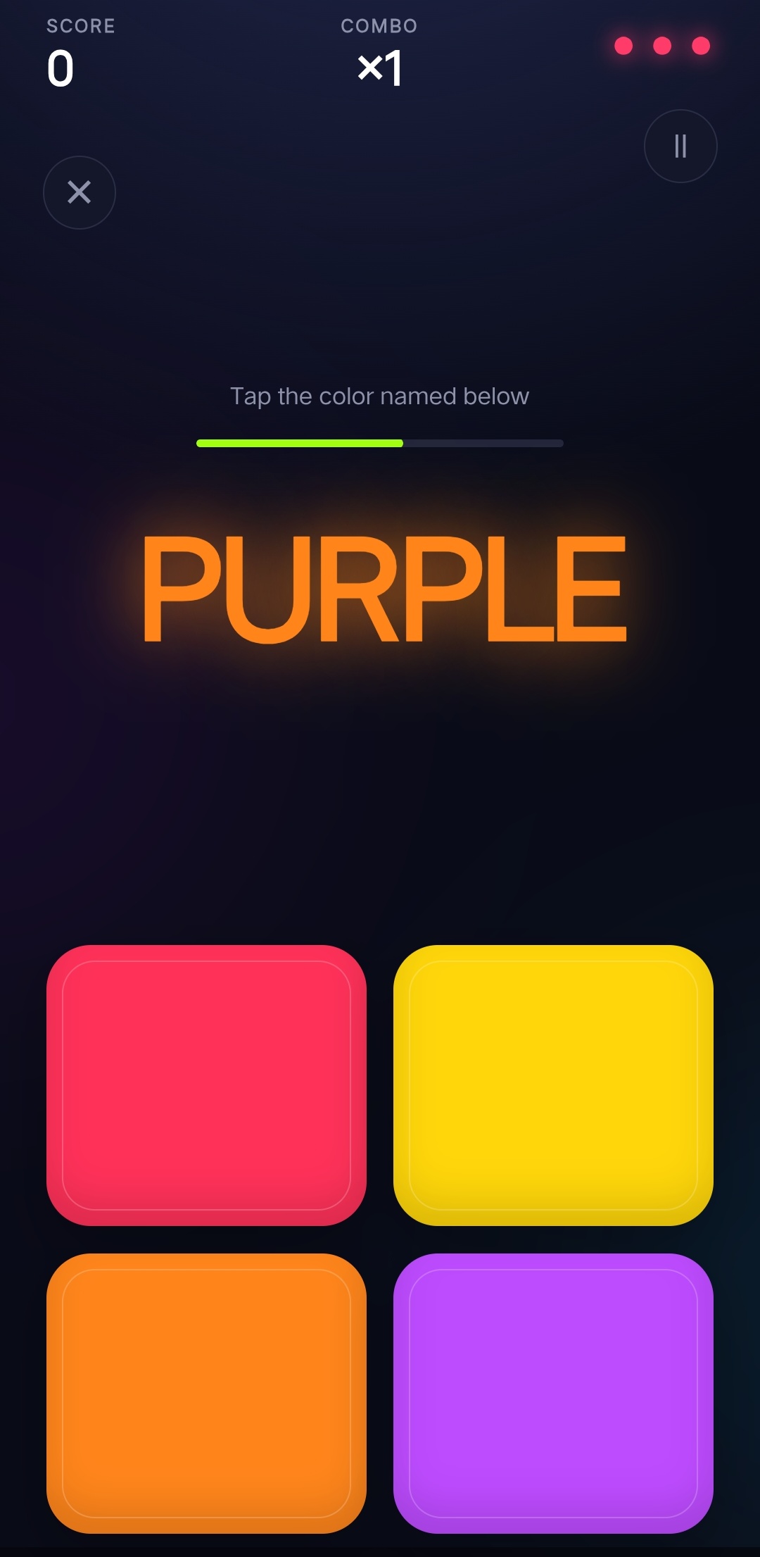 Wrong Tap color-selection gameplay